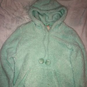Mint Green Fluffy Sweatshirt